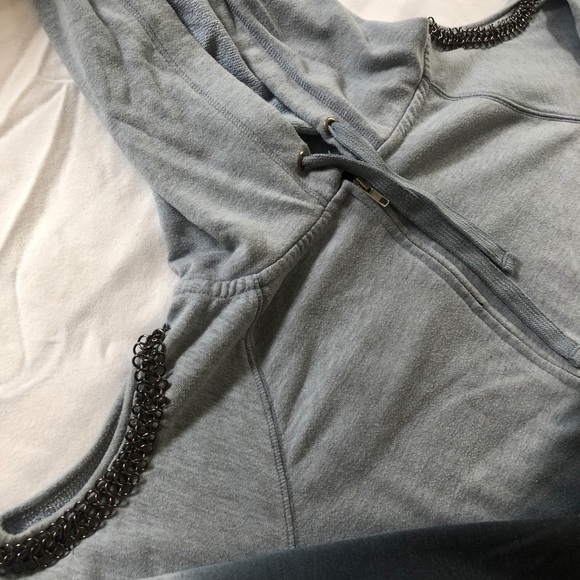 Blue Ombré Hoodie w/ Shoulder Detail - Picture 2 of 2